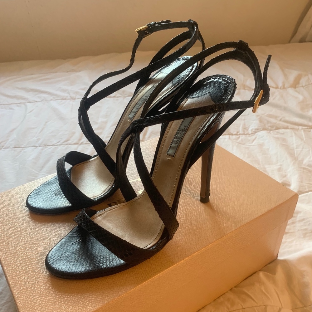 PRADA Black Snakeskin Heels w Box